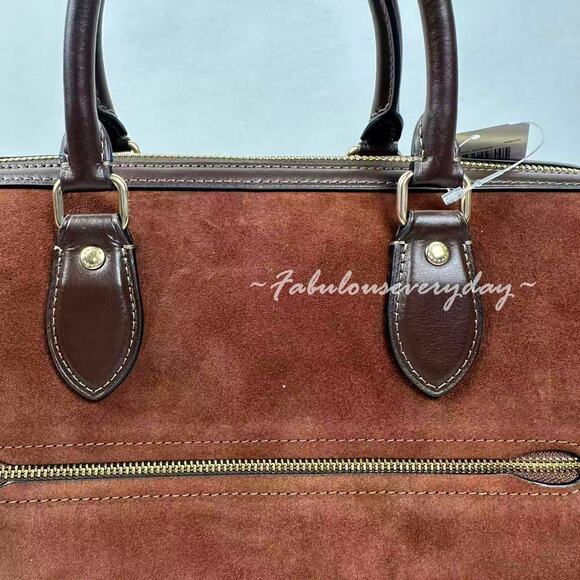 Coach Rowan Large Satchel Bag Crossbody In Suede/Im/Vintage Brown CCC79 NWT - Picture 8 of 12